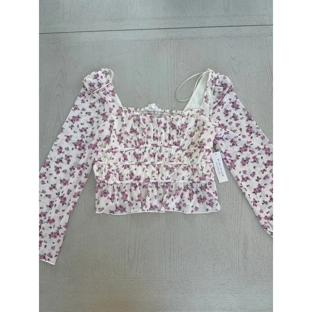 NWT Kirious Floral Cottagecore Ethereal Fairycore Crop Top - Picture 1 of 7